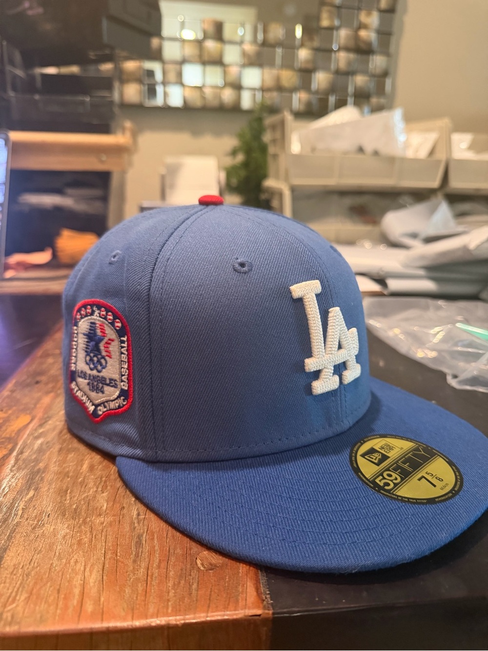 Los Angeles Dodgers Blue Fitted New Era Cap 59Fifty 1984 Olympic Patch Logo
